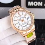 N-Factory Rolex Sky Dweller 42mm White Face Rose Gold Oystersteel Replica Watches